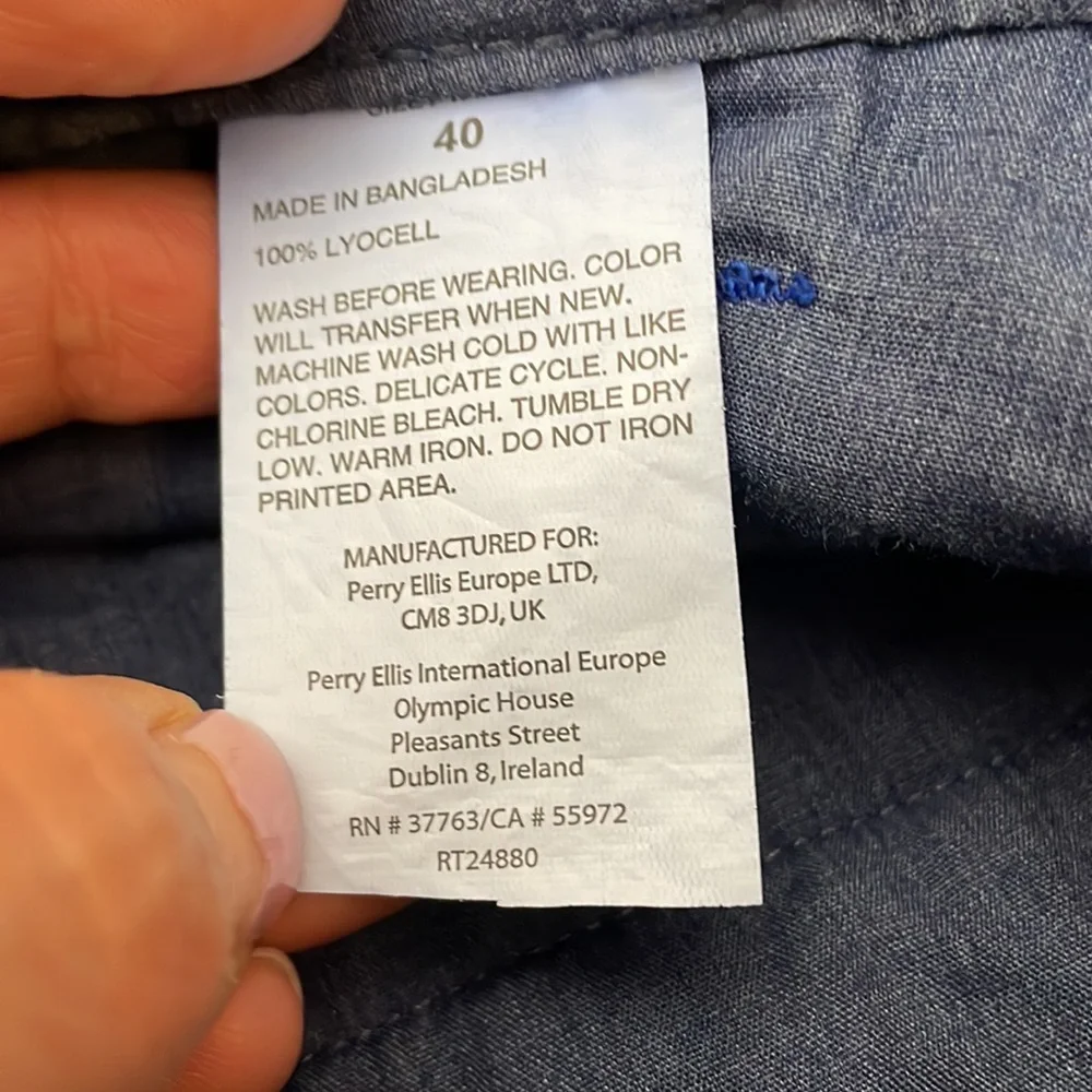 Perry Ellis Royal Blue Men’s Shorts with Side Pockets & Belt Loops Waist 40